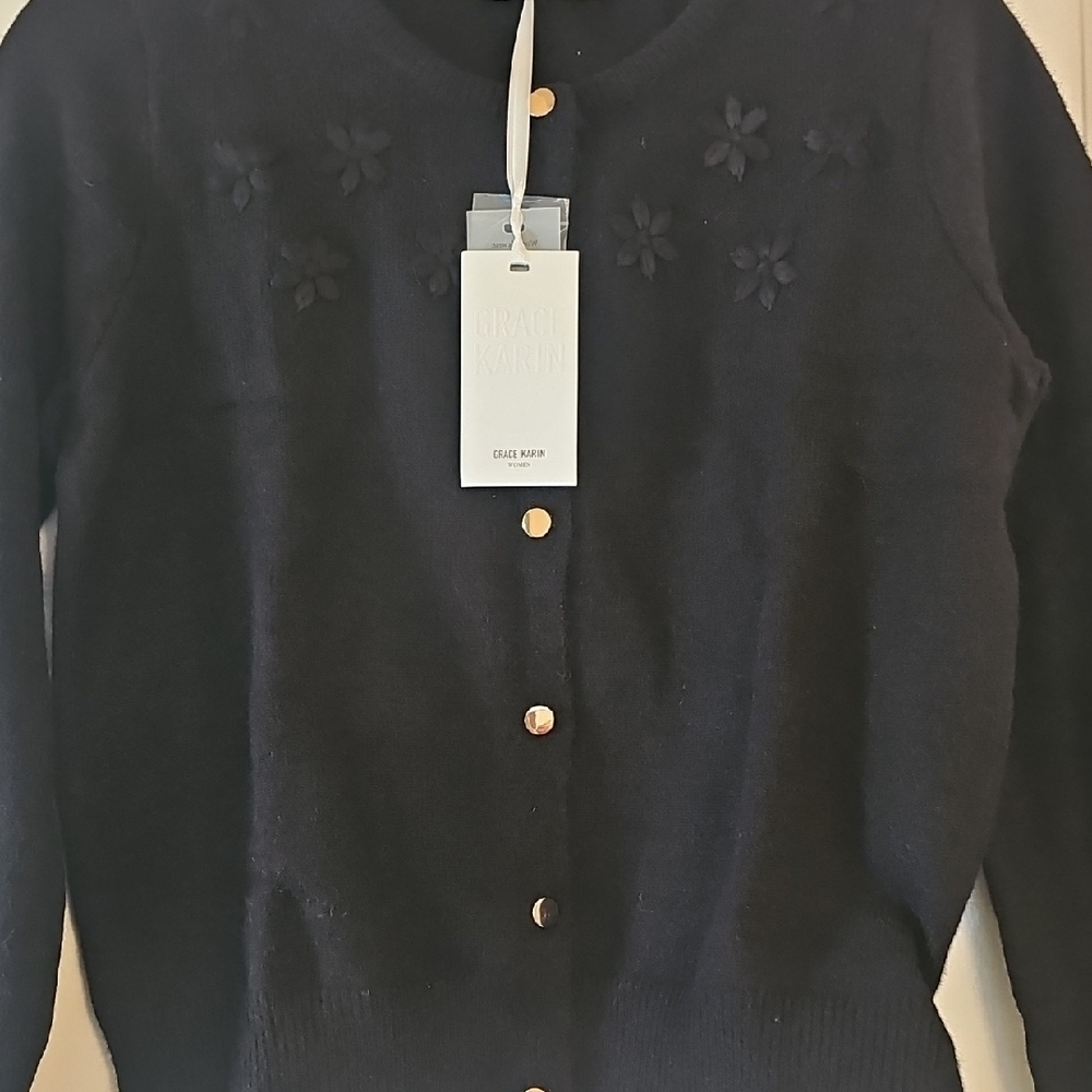 Grace Karin Classic Black Cardigan - Picture 5 of 6